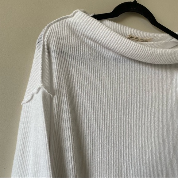 Nwt-Free People Main Squeeze White Ribbed Sweater - Picture 5 of 8